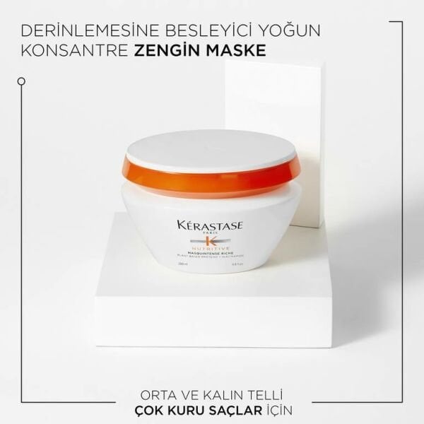 Kerastase Nutritive Çok Kuru,Orta ile Kalın Telli Saçlar İçin Derinlemesine Besleyici ve Nemlendirici Saç Maskesi-Masquintense Riche 200ml