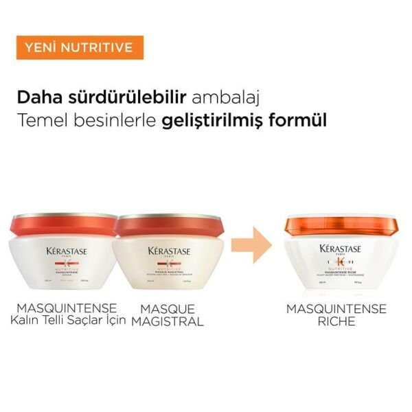 Kerastase Nutritive Çok Kuru,Orta ile Kalın Telli Saçlar İçin Derinlemesine Besleyici ve Nemlendirici Saç Maskesi-Masquintense Riche 200ml