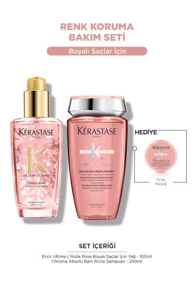 Chroma Absolu Şampuan & Elixir Ultime L'huile Rose Boyalı Saçlar için Hediyeli Bakım Seti