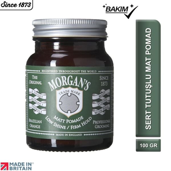 Morgan's Pomade Low Shine Firm Hold Matt Pomade -Sert Tutuş, Mat Saç Şekillendirici Pomad 100 gr