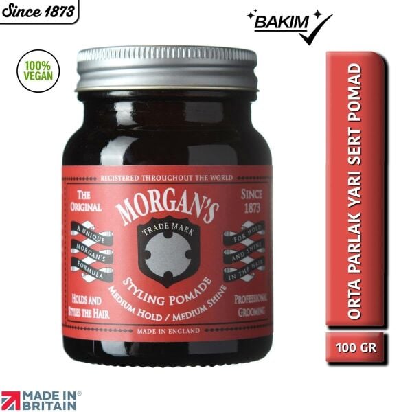 Morgan's Pomade Medium Hold & Shine Styling Pomade - Orta Tutucu Parlaklık Veren Şekillendirici Pomad 100 gr