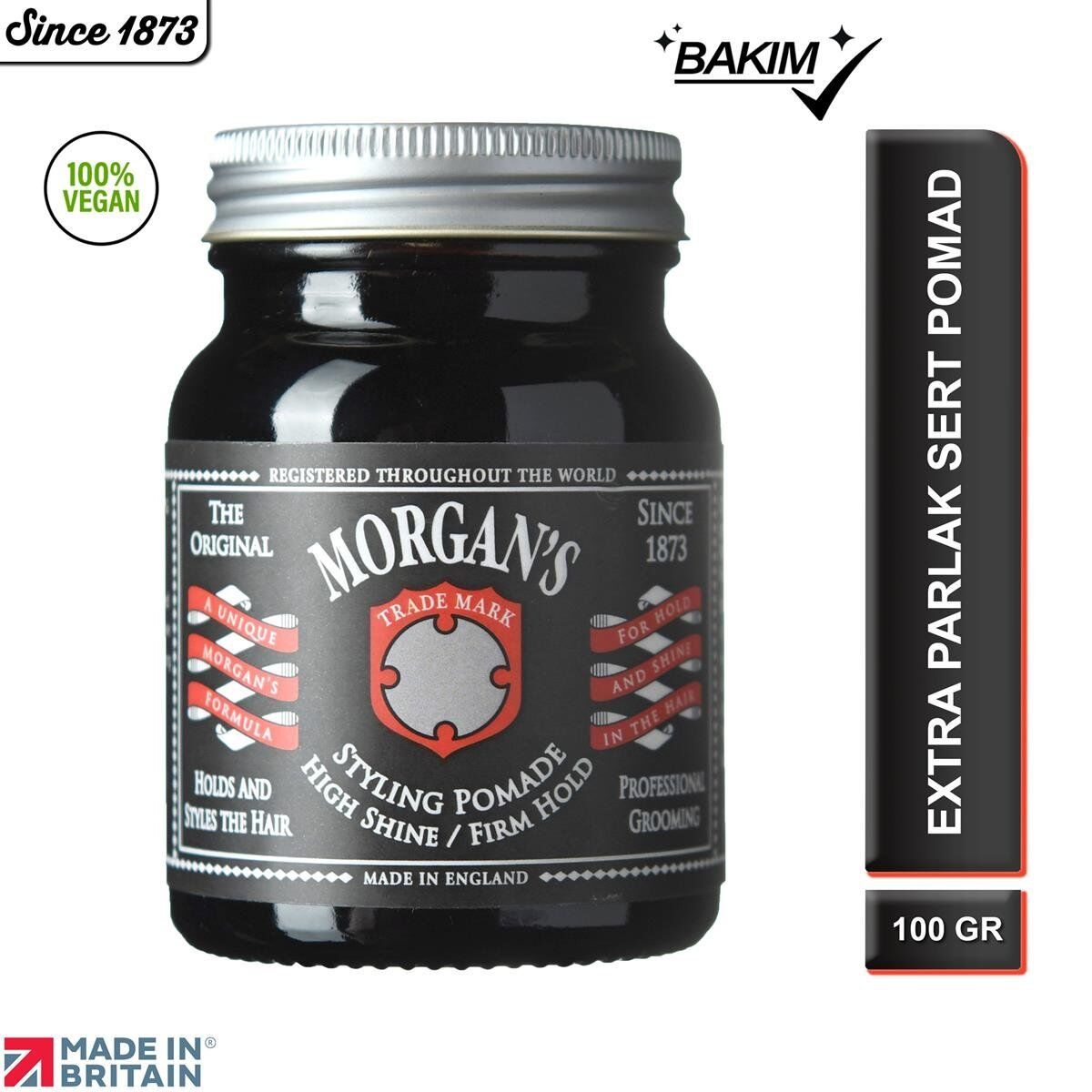 Morgan's Pomade High Shine Firm Hold Styling Pomade -Sert Tutuş, Parlaklık Veren Saç Şekillendirici Pomad 100 gr